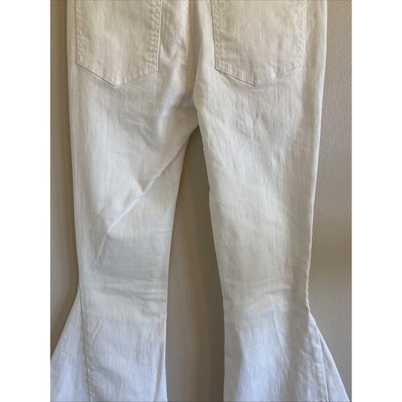 Saints & Hearts White Distressed Hem Wide Flare Leg Festival Boho Denim Jeans S - Picture 7 of 12